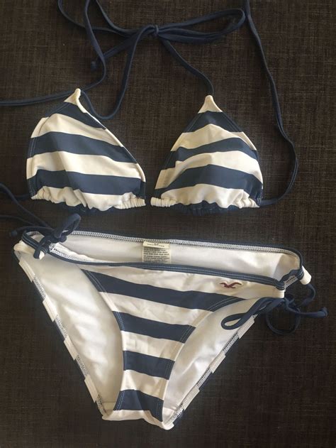 Dames kleding triangel Bikini in blau weiß gestreift Kleding en accessoires educaborras