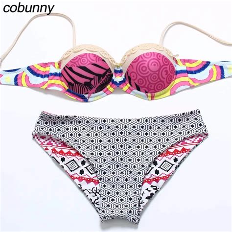 Cobunny 2017 Sexy Bikini Set Women Push Up Swimsuit Bandeau Brazilian