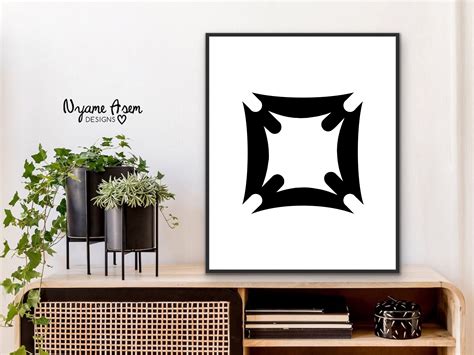Fihankra Safety In Black Digital Print African Wall Art Adinkra Symbol
