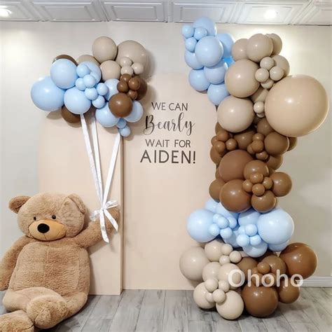 Blauw Bruin Ballon Garland Arch Kit Jongen Verjaardag Ballonnen Koffie