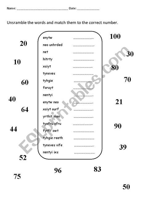 Numbers 10 100 Worksheets Orders