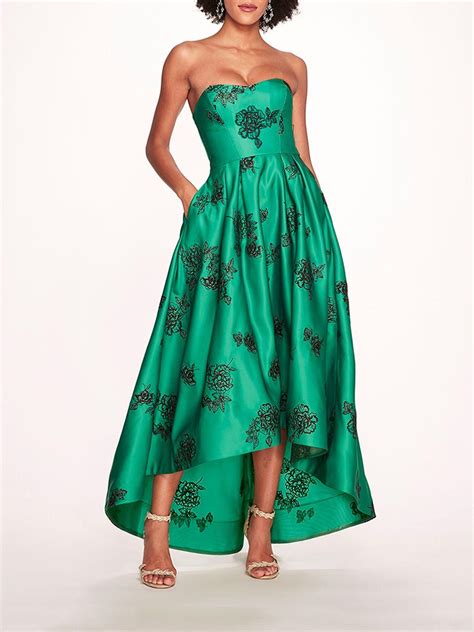 Marchesa Notte Strapless Marigold Gown In Green Lyst