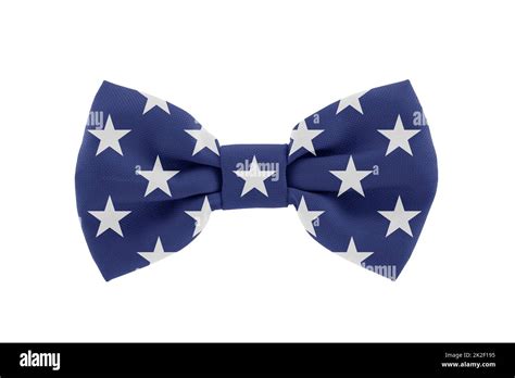 American Blue Bow Tie With Stars Isolated On White Background With