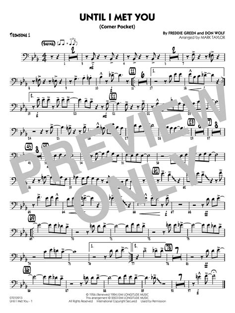 Until I Met You (Corner Pocket) (arr. Mark Taylor) - Trombone 1 by ...