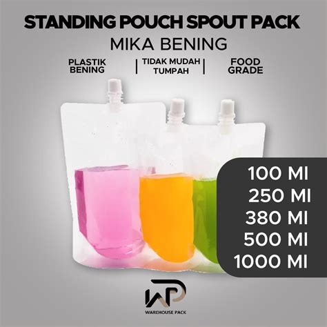 Jual 1 Pcs Standing Pouch Spout Pack Bening Kemasan Minuman