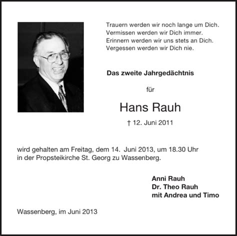 Traueranzeigen Von Hans Rauh Aachen Gedenkt