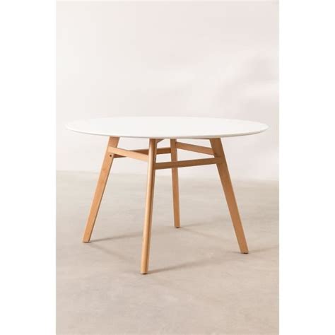 Table Manger Ronde Sklum Scand Nordic Bois Et Mdf Blanc Laqu