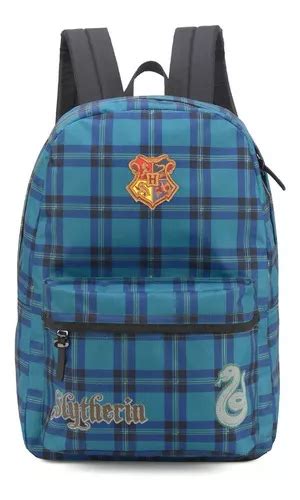 Mochila Escolar De Hogwarts De Harry Potter A Cuadros Slytherin Verde