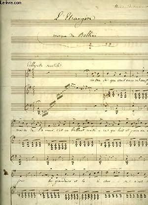 L ETRANGERE PARTITION MANUSCRITE POUR PIANO ET CHANT AVEC PAROLES By