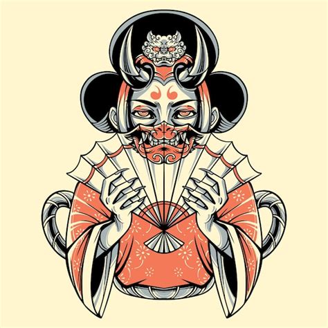 Jap N Geisha Ni A Ilustraci N Vector Arte Vector Premium