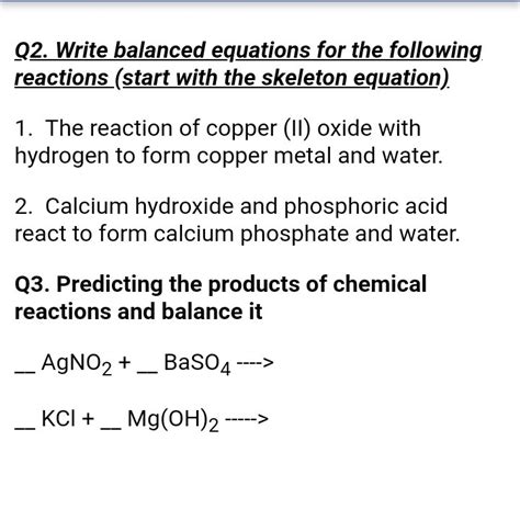 Solved Q Write Balanced Equations For The Following Chegg