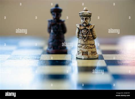 Close Up Of The Black And White King Chess Piece Sitting On A