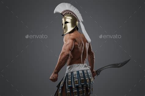 Strong Greek Warrior With Naked Torso And Plumed Helmet Stock Photo By Fxquadro