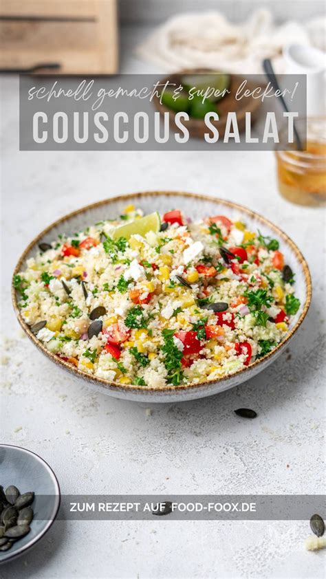 Kalorienarmer Couscous Salat Mit Feta Kichererbsen Gurke Rezept