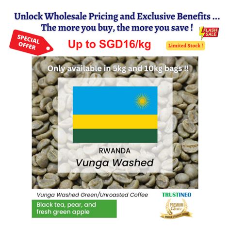 Arabica Green Coffee Beans Rwanda Vunga Fully Washed Specialty Grade By