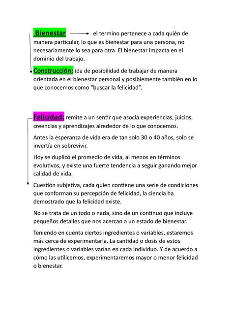 Resumen Modulo Y Aprender Bienestar El Termino Pertenece A Cada