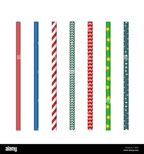 Set Of Striped Colorful Drinking Straws Vector Illustration Stock