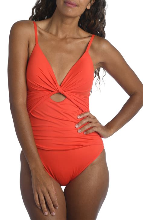 La Blanca Womens Island Goddess Twist Keyhole One Piece Swimsuit