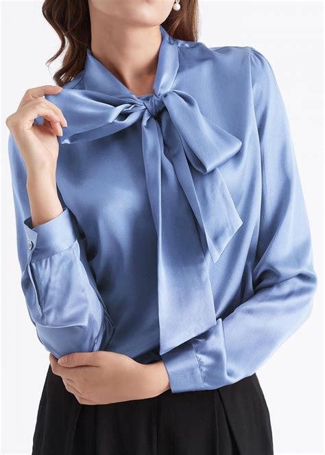 Women Bow Tie Neck Silk Blouse Womens Silk Blouses Blouses For Women