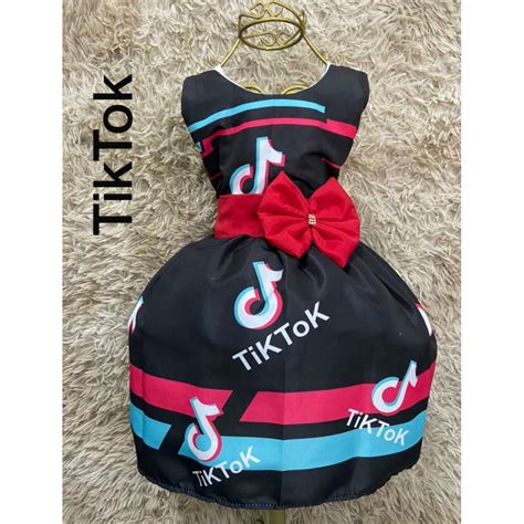 Vestido tema Tik Tok tema temático personalizado infantil festa