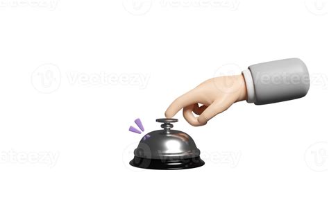 D Hands Pushing On The Service Bell Icon Set Isolated D Render