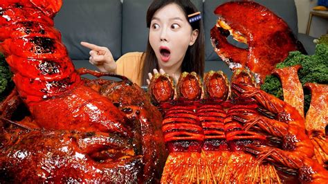 초대왕 랍스터 🦞 오징어 팽이버섯 해물찜 먹방 레시피 Giant Lobster Squid Enoki Mushrooms Seafood Boil Mukbang Asmr