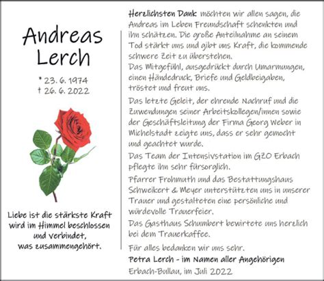 Traueranzeigen Von Andreas Lerch Vrm Trauer De