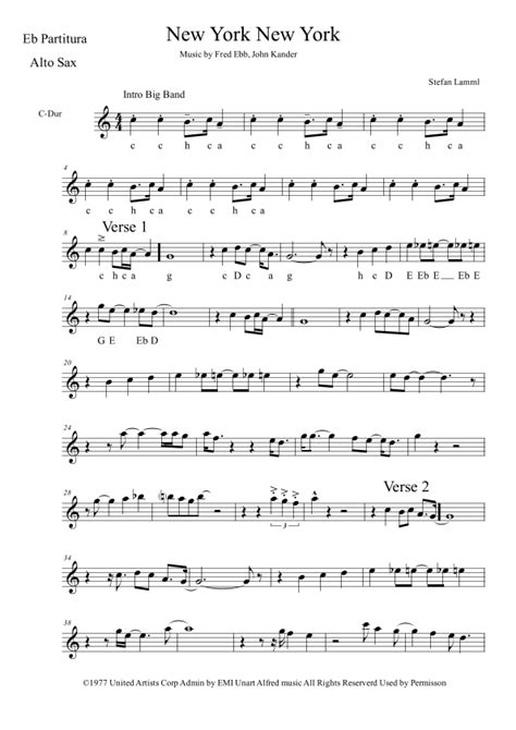 Theme From New York New York Arr Stefan Lamml Sheet Music Frank