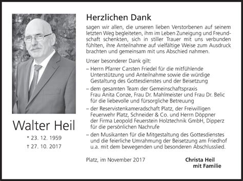 Walter Heil Traueranzeige Trauer Infranken De