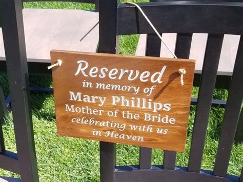 Reserved Sign Wedding Wedding Memorial Sign In Loving Memory Of Loss