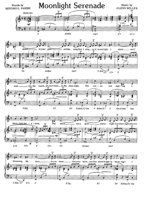 Moonlight Serenade Piano Sheet Music Easy Sheet Music