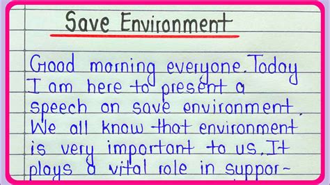 Speech On Save Environment In English Save Environment Speech For