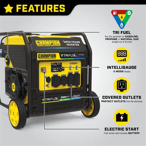 Champion 9000 Tri Fuel Inverter Generator Co Shield Norwall