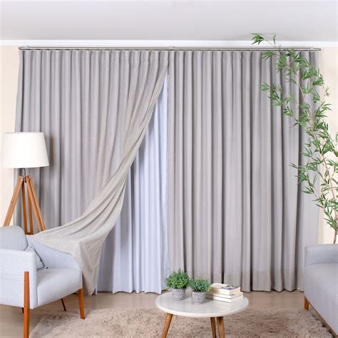 Cortina De Linho Cinza - Cortina Wave para Trilho Suíço 4,50m de Linho Gaze Cinza com Forro ...