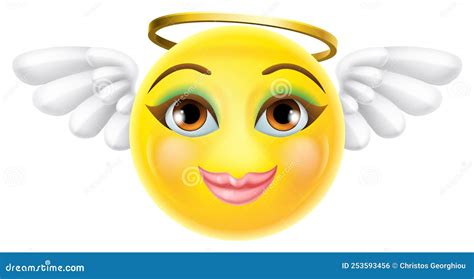 Angel Emoji Emoticon Woman Female Cartoon Icon Stock Vector