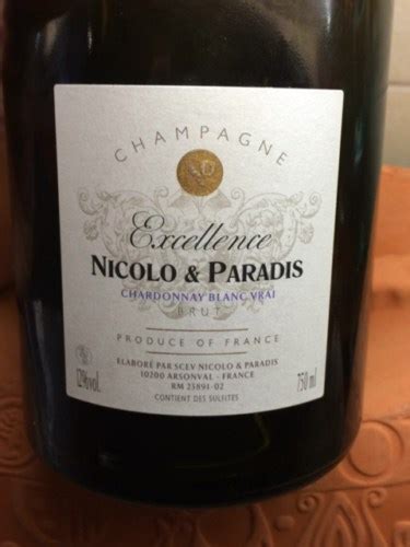 Nicolo Paradis Excellence Chardonnay Blanc Vrai Brut Champagne Vivino