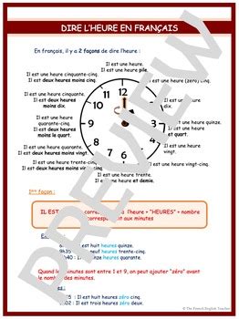 QUELLE HEURE EST IL Grammar LESSON On TELLING THE TIME In French