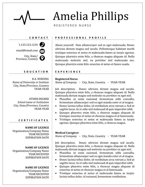 Rn Nursing Resume Template For Word And Pages Medical Cv Etsy Medical Resume Template