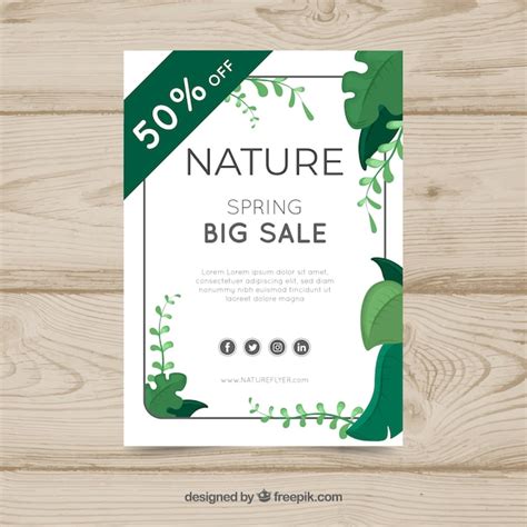 Plantilla de folleto de naturaleza con diseño plano Vector Gratis