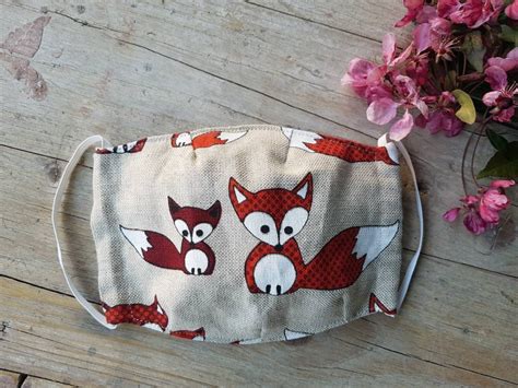 Fox Face Mask Foxes Face Mask 2 Layer Fox Lovers Gift Adult | Etsy