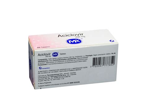 Comprar Aciclovir 200 Mg Caja 25 Tabletas En Farmalisto Colombia