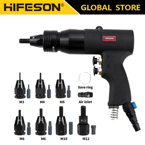 Hifeson Self Lock Pneumatic Rivet Nut Guns Insert Thread Pull Setter