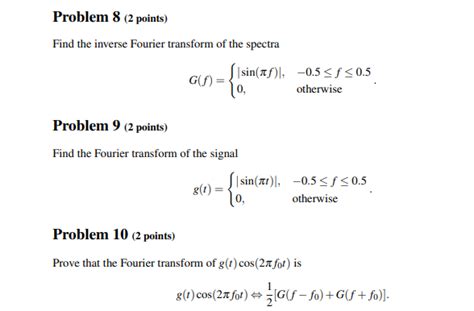 [solved] Problem 8 2 Points Find The Inverse Fourier Transform Of The