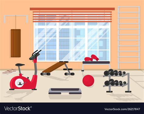 Cartoon Interior Inside Home Gym With Window Vector Image