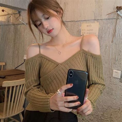 Cod Womens Fashion Knit Long Sleeve Off Shoulder Long Sleeve Irregular