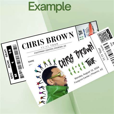 Chris Brown Printable Concert Ticket Template, Custom 11:11 Tour 2024