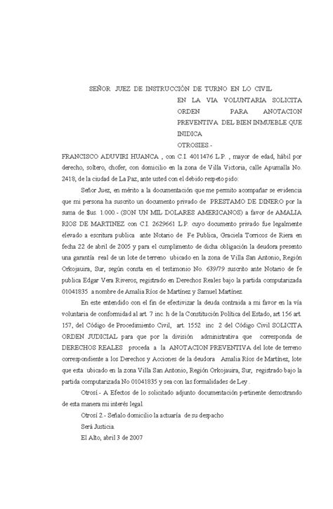 ANOT bnnnnn SEÑOR JUEZ DE INSTRUCCIÓN DE TURNO EN LO CIVIL EN LA