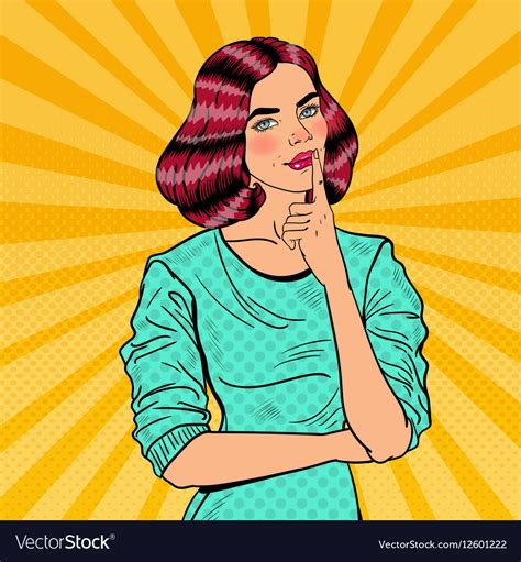 Pop Art Young Beautiful Woman Thinking Royalty Free Vector