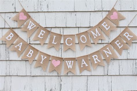 Welcome Baby Burlap Banner Custom Baby Shower Banner Baby Etsy