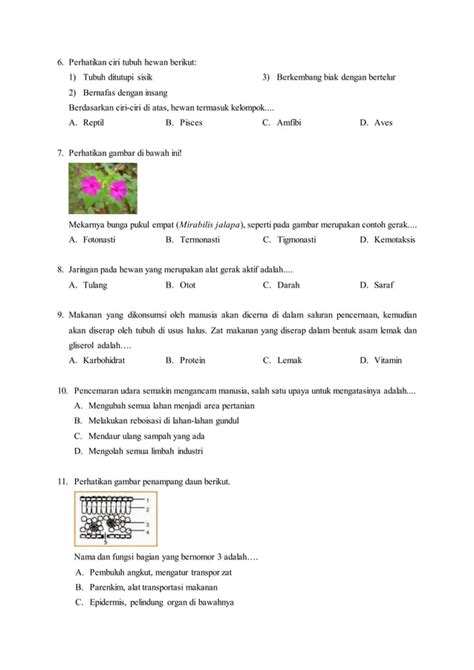 Soal Try Out Un Kelas 9 Biologi Pdf